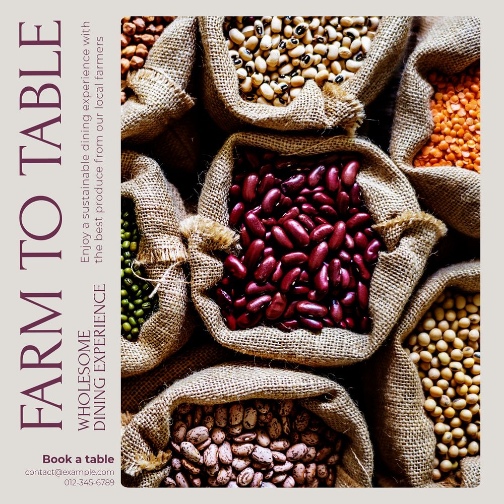 Farm to table Instagram post template, editable social media design