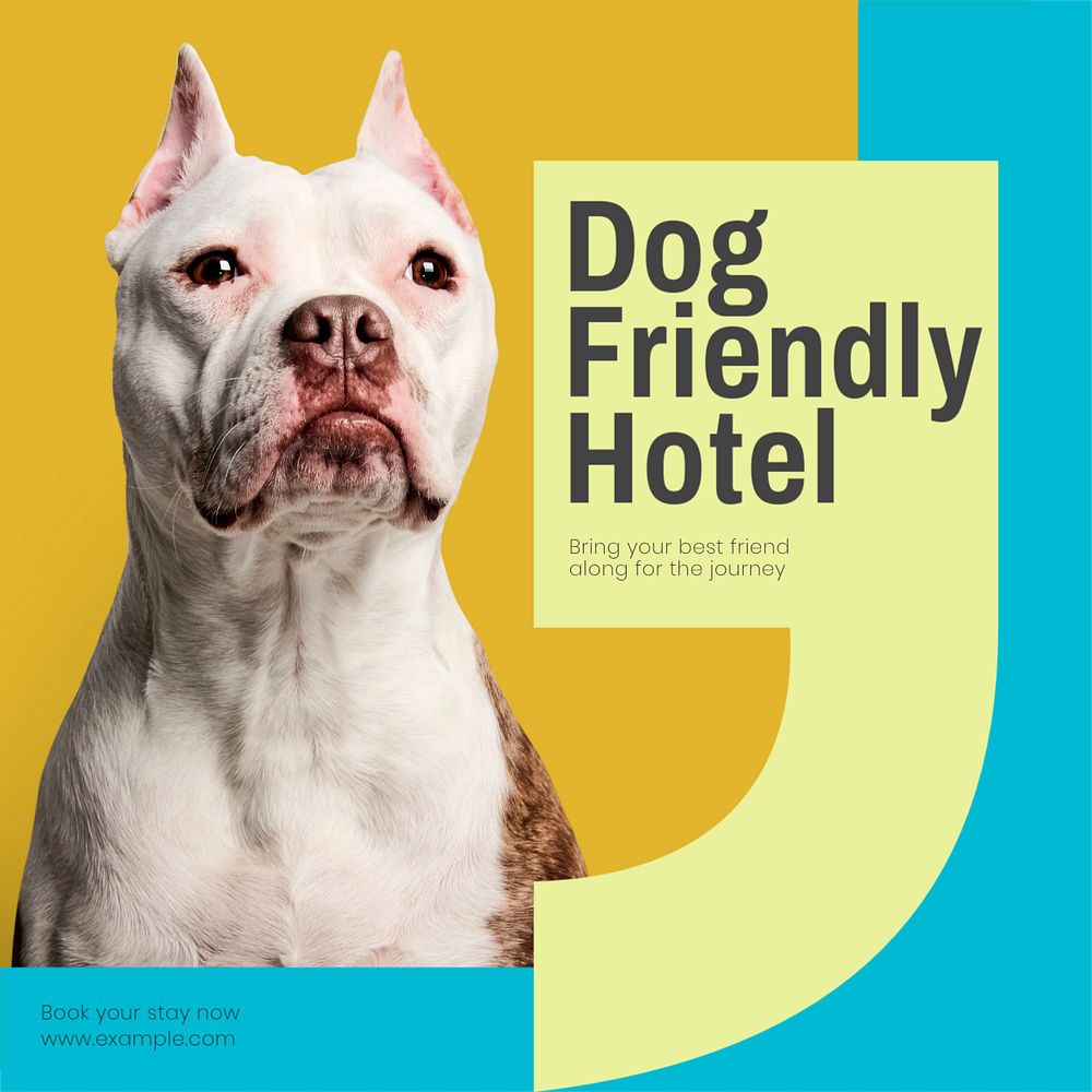 Dog friendly hotel Instagram post template, editable design