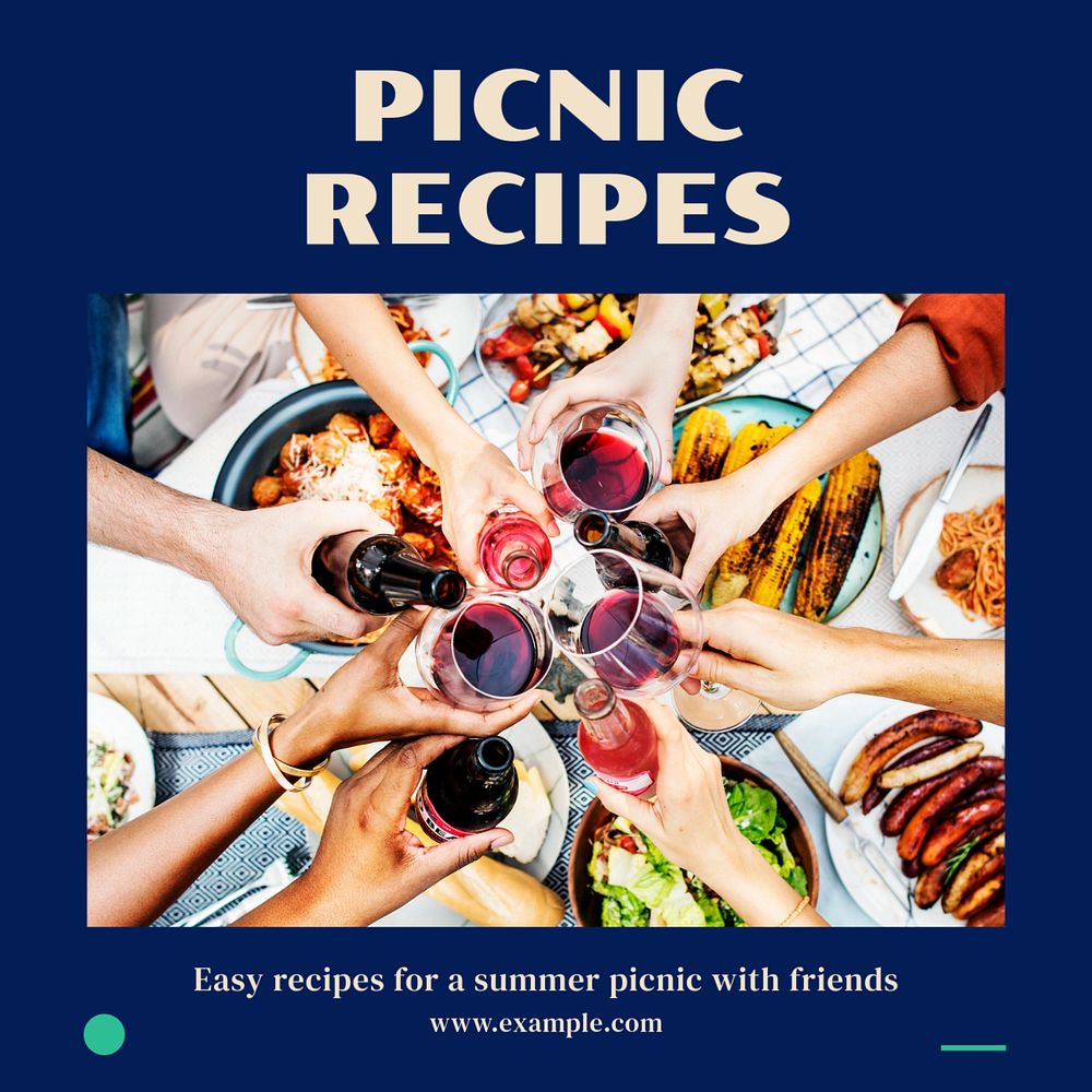 Picnic recipes Instagram post template, editable design