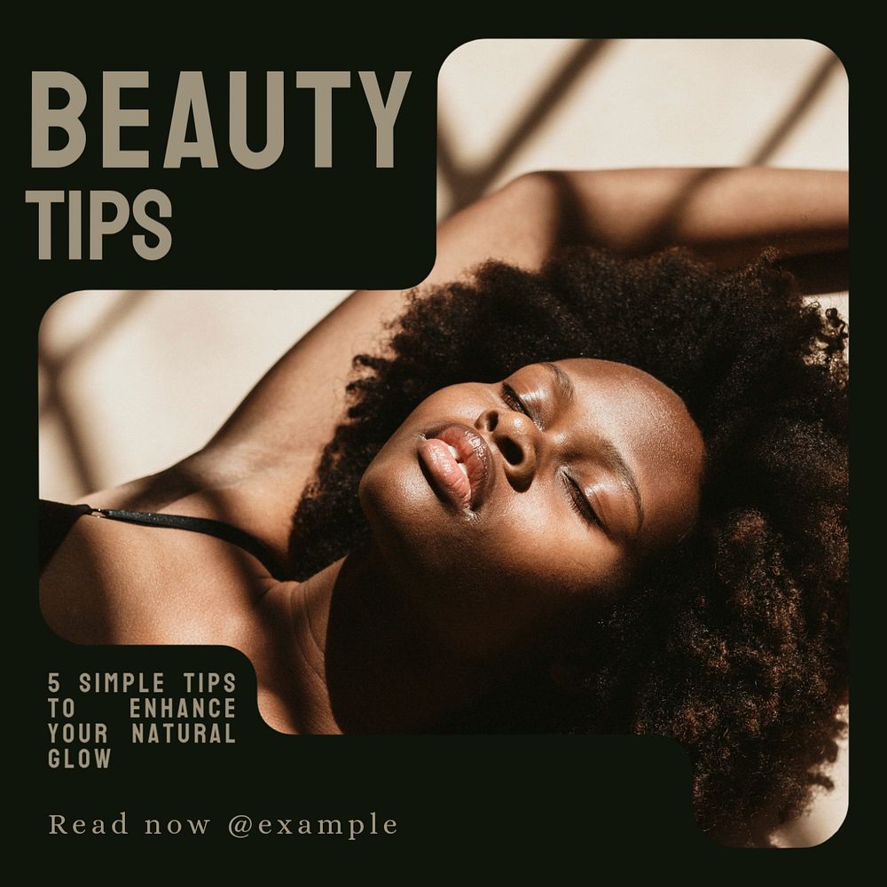 Beauty tips Instagram post template, editable text