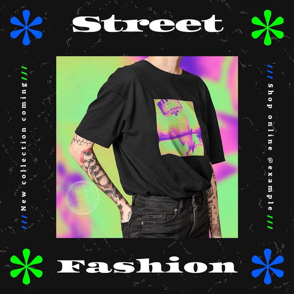 Street fashion Instagram post template, editable design