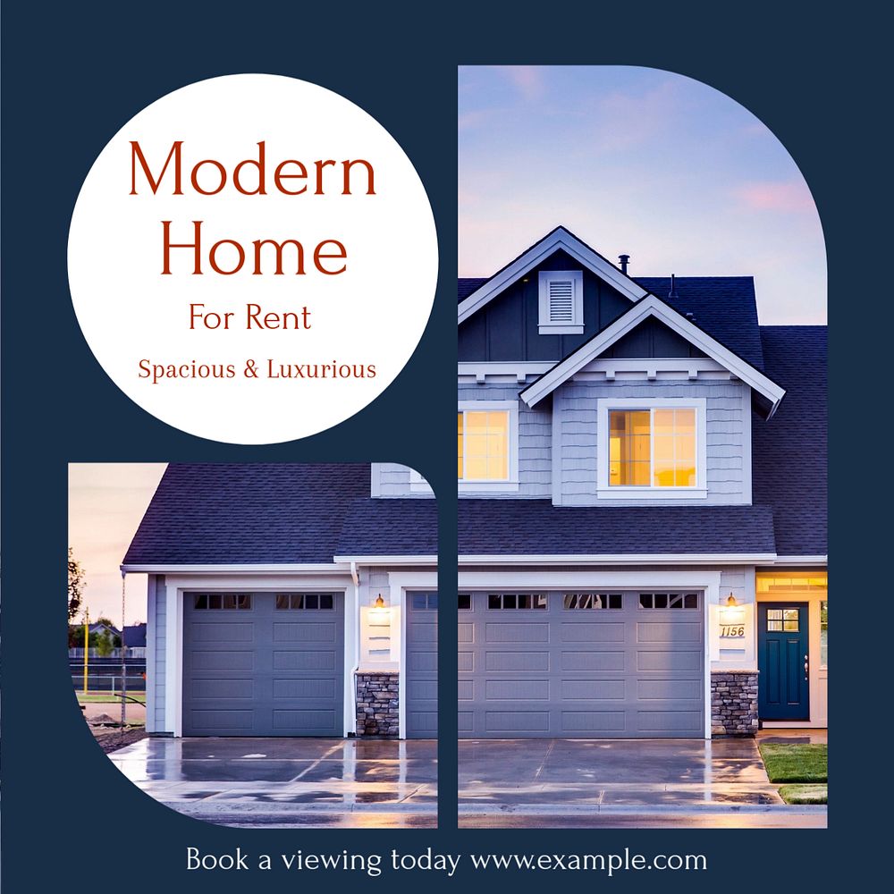 Modern home rental Instagram post template, editable design