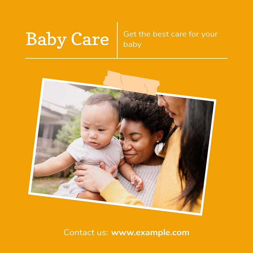 Baby care Instagram post template, editable design