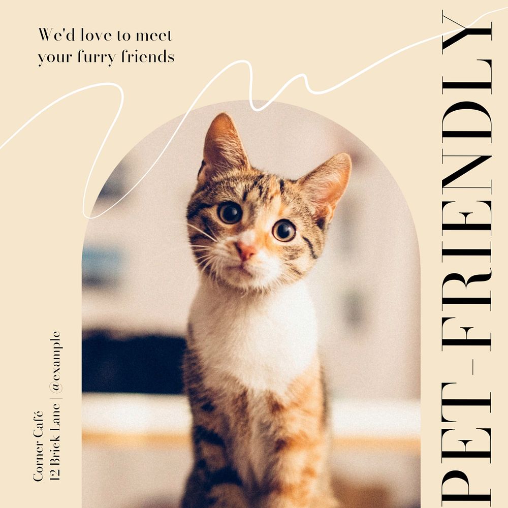 Pet-friendly cafe Instagram post template, editable social media design