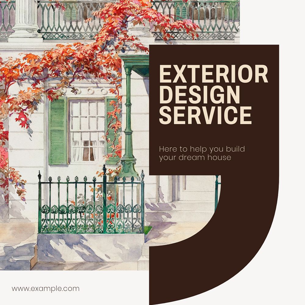 Exterior design Instagram post template, editable design