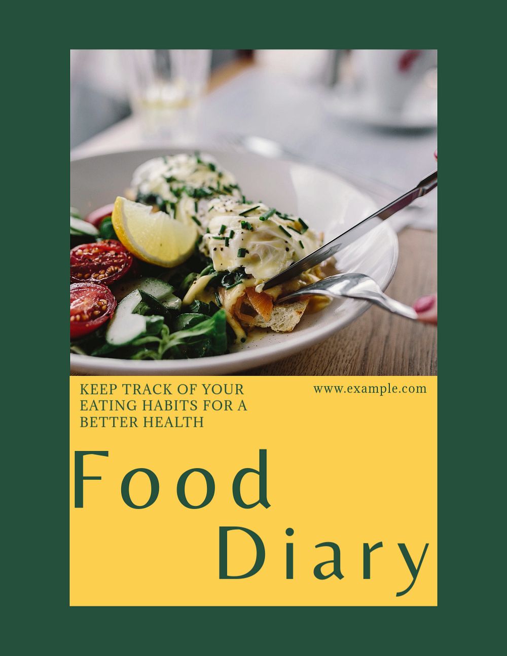 Food diary flyer template, editable text & design