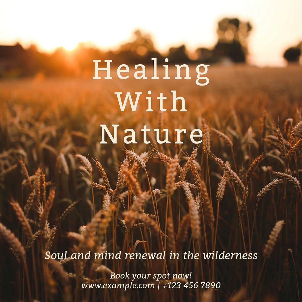 Healing with nature Instagram post template, editable text