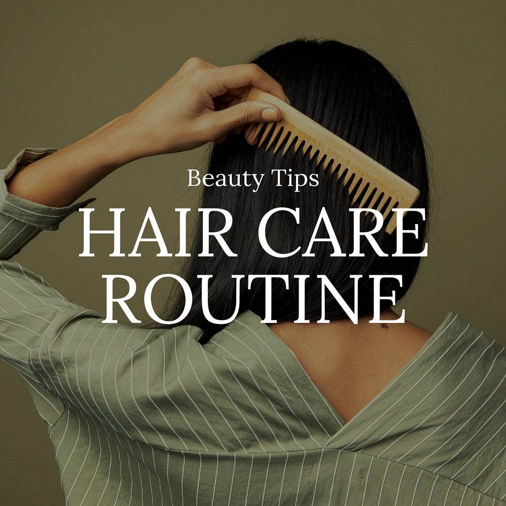 Hair care routine Instagram post template, editable design