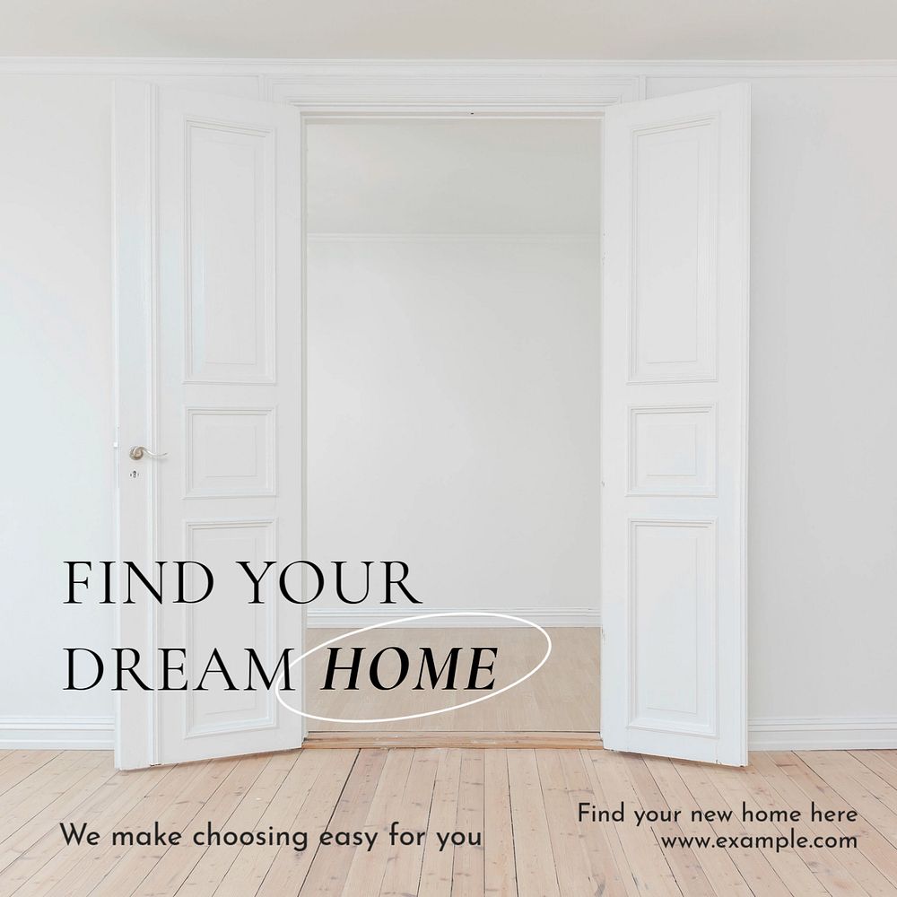 Dream home Instagram post template, editable text