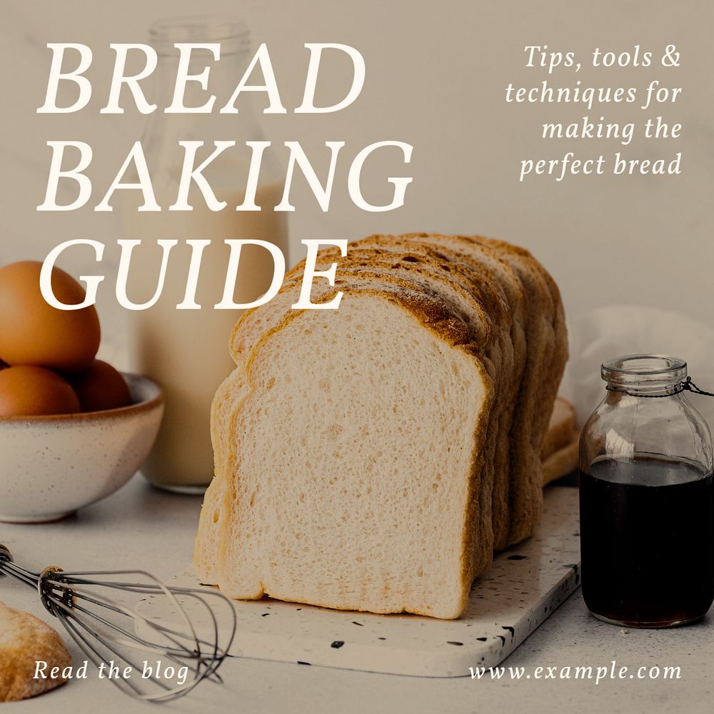 Bread baking guide Instagram post template, editable design