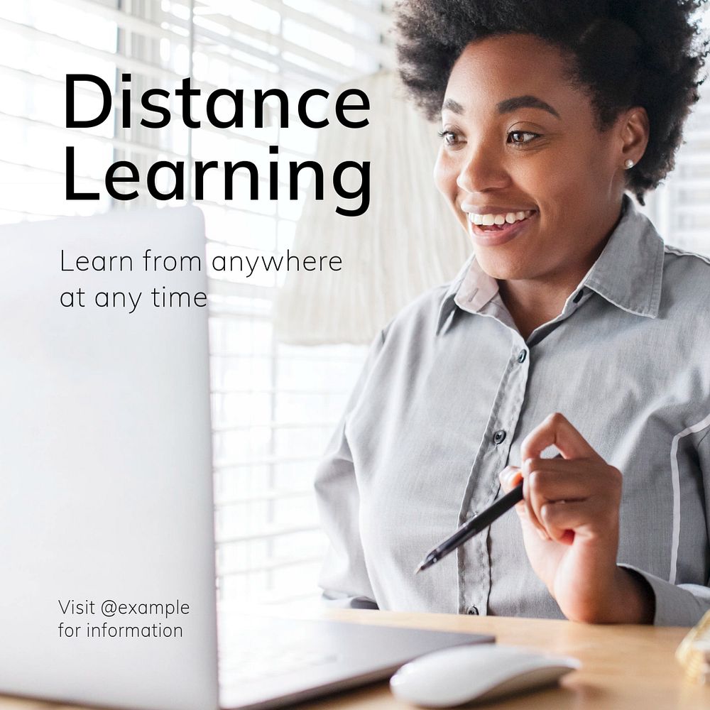 Distance learning Instagram post template, editable text