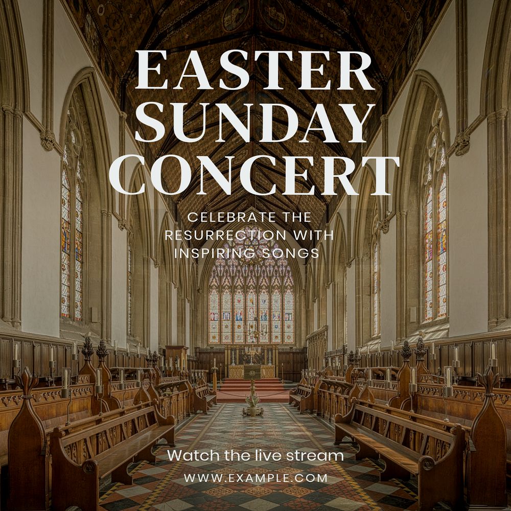 Easter Sunday concert post template, editable social media design