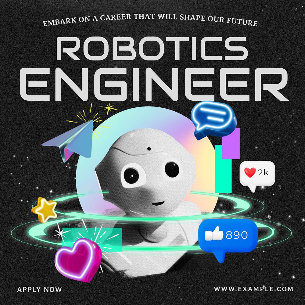 Robotics engineer Instagram post template, editable text