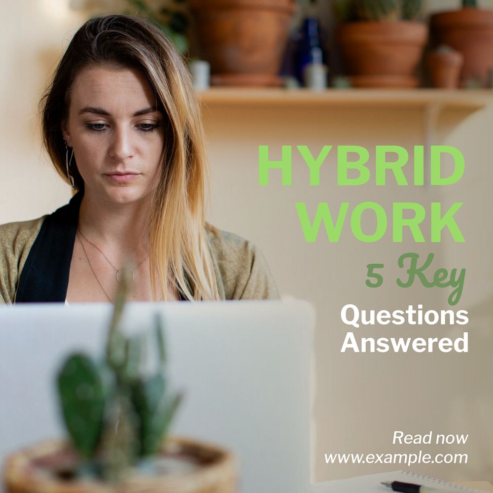 Hybrid work Instagram post template, editable text