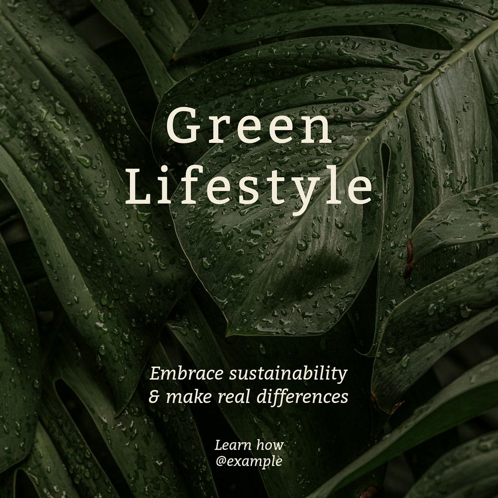 Green lifestyle Instagram post template, editable text