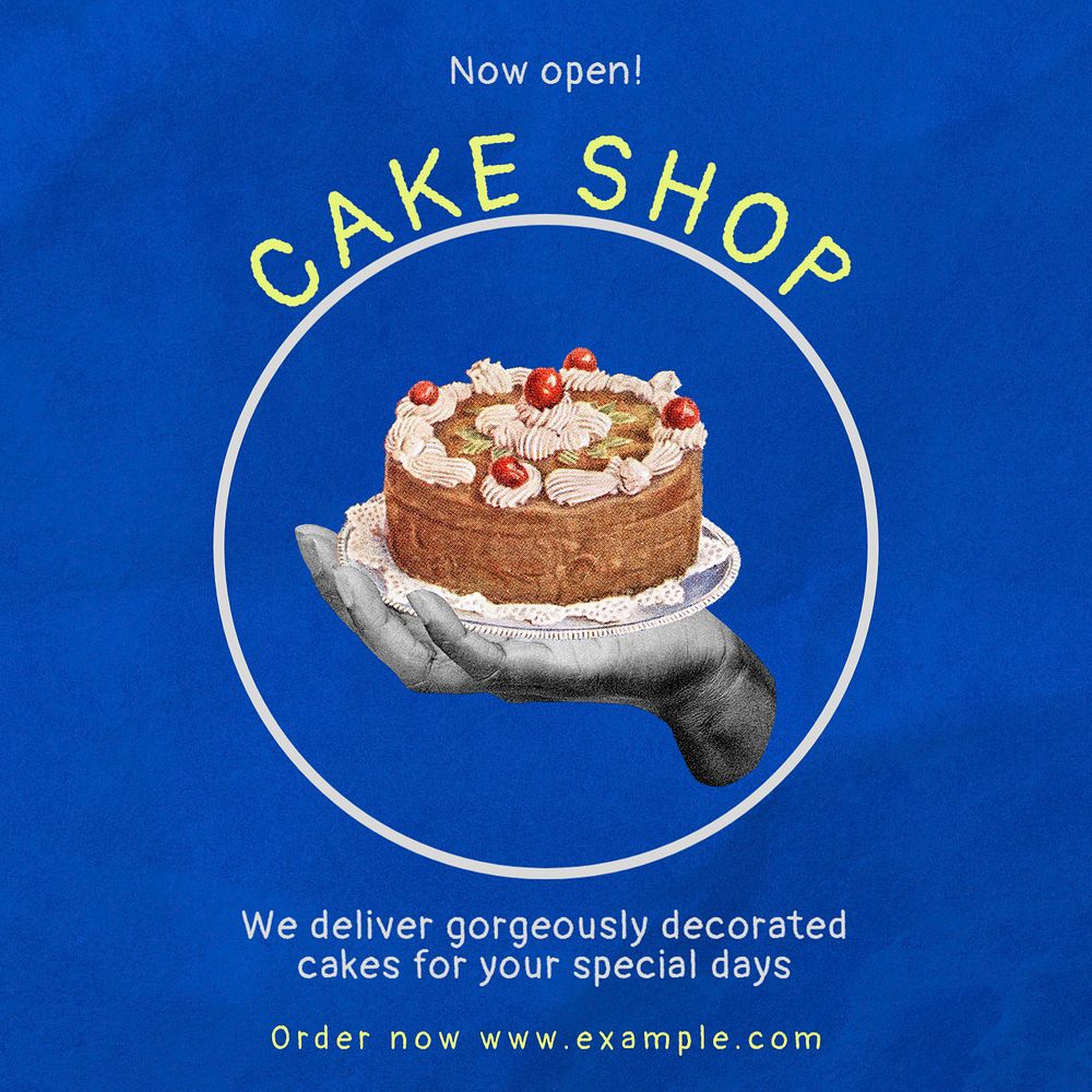 Cake shop Instagram post template, editable text