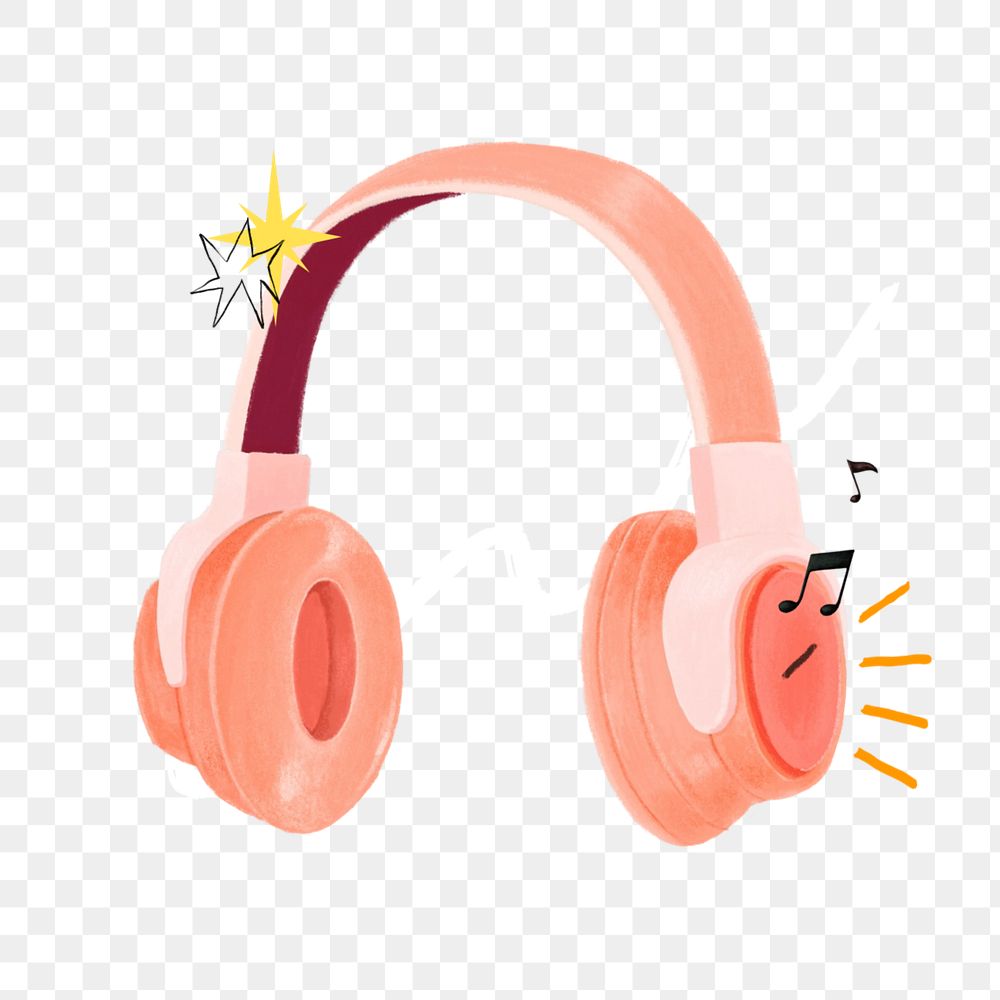 Music lover headphones png, hobby illustration, editable design