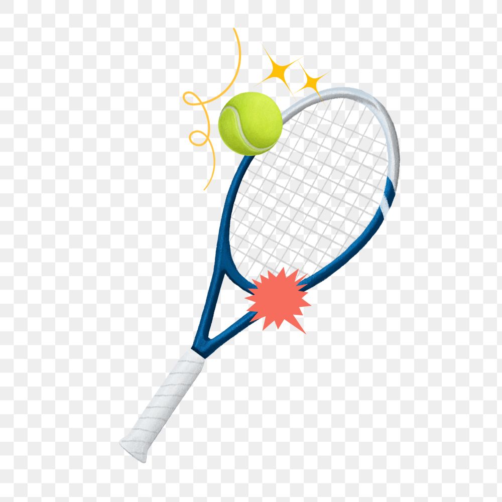 Tennis racket aesthetic png, sport illustration, editable design