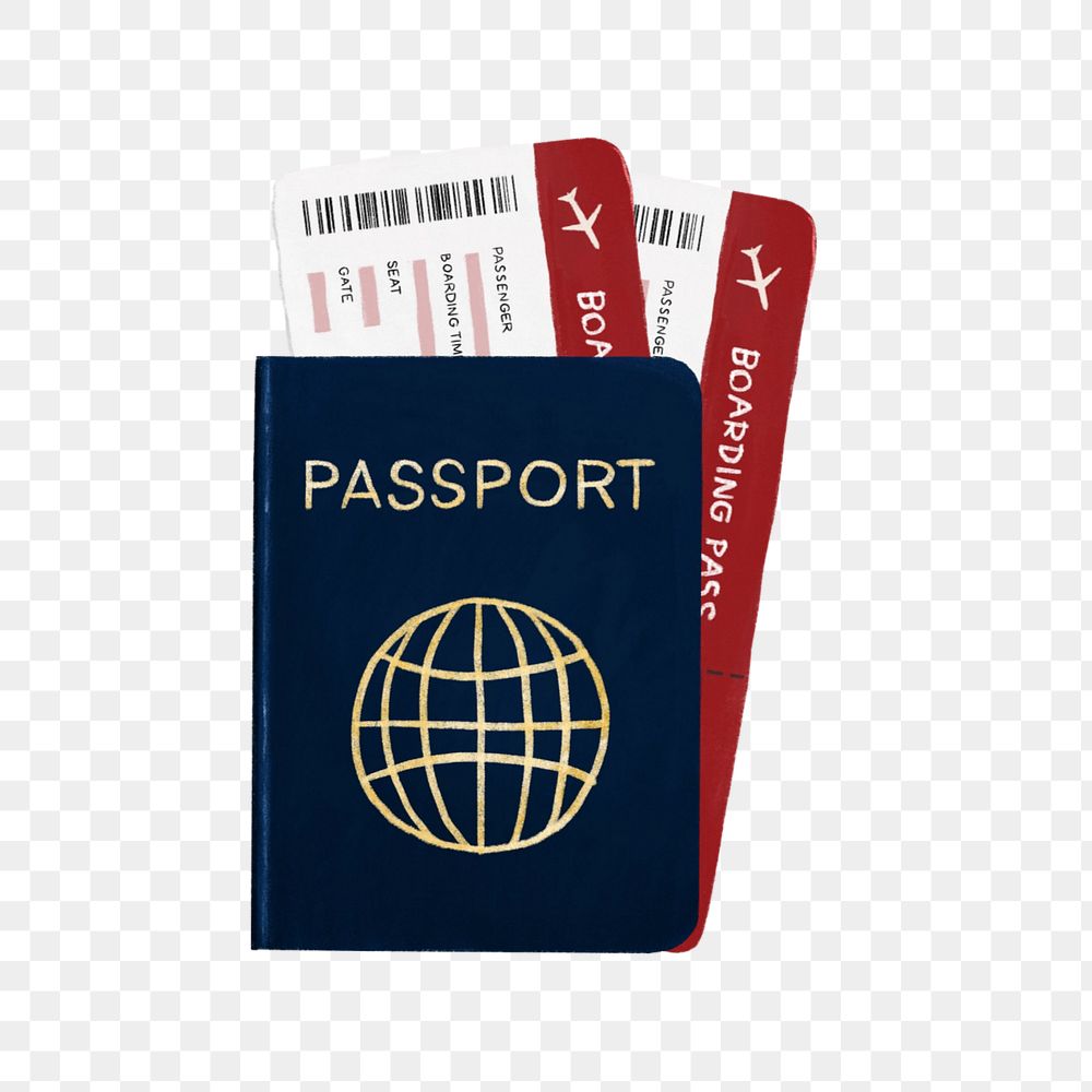 Passport plane ticket png, travel illustration, editable design