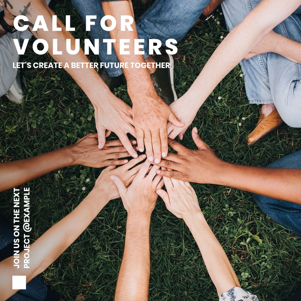 Call for volunteers post template, editable social media design