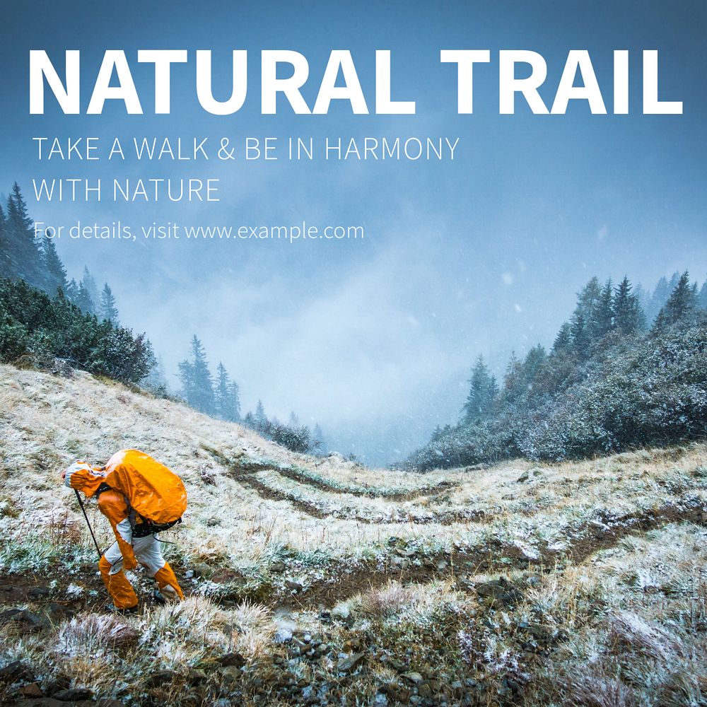 Natural trail Instagram post template, editable text