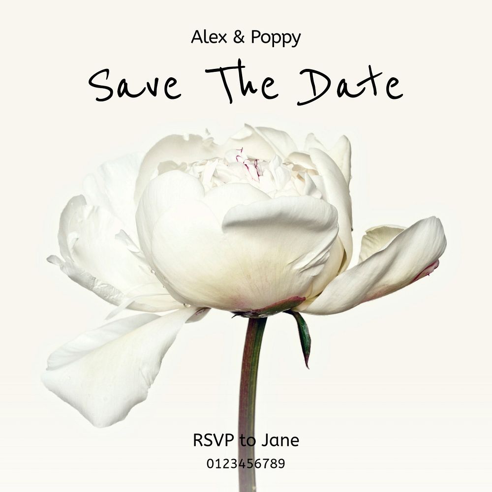 Save the date Instagram post template, editable text