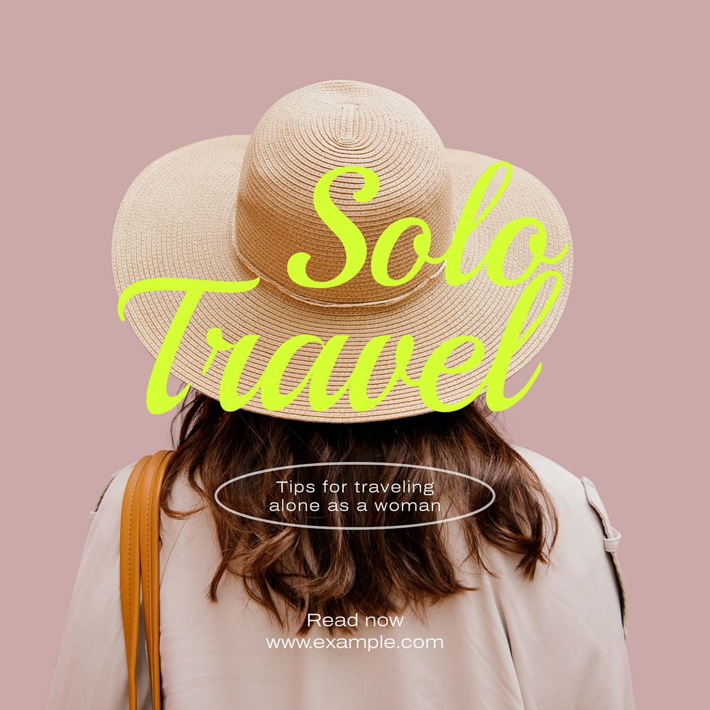 Solo travel Instagram post template, editable text