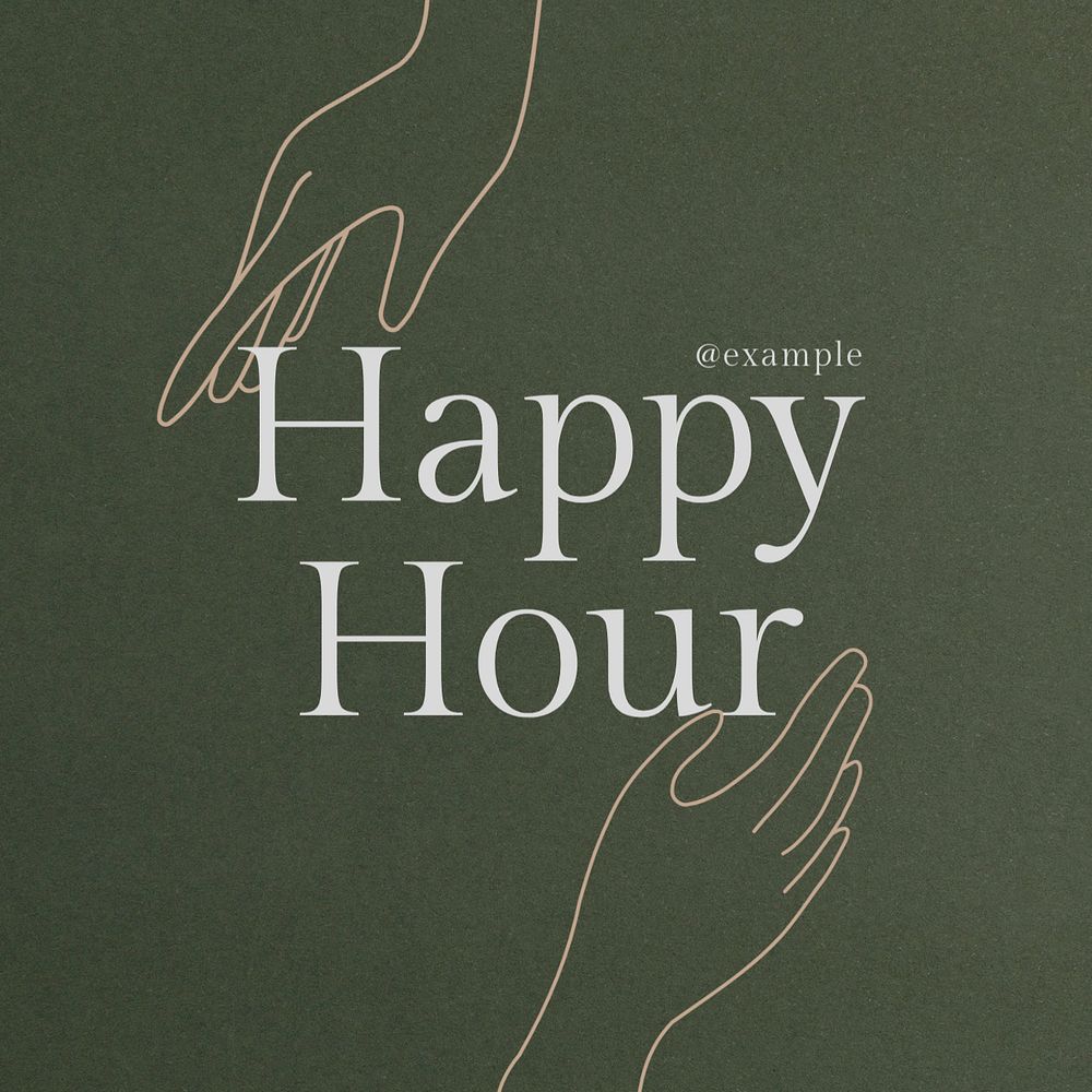 Happy hour Instagram post template, editable text