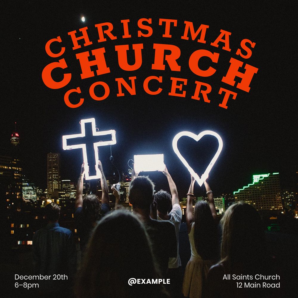 Christmas Church concert post template, editable social media design