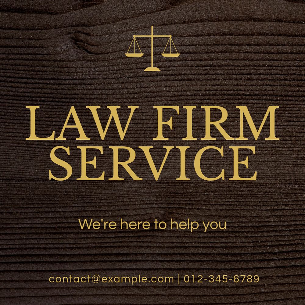 Law firm service Instagram post template, editable design