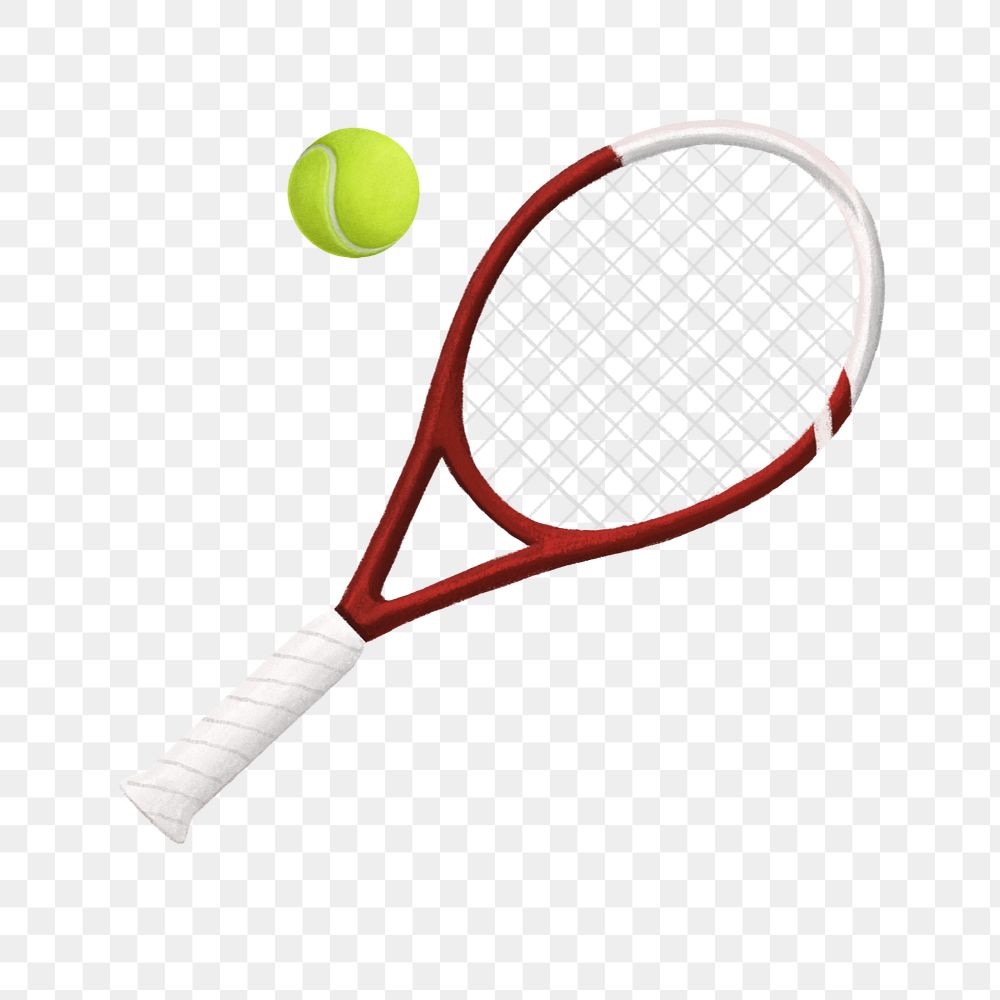 Tennis racket aesthetic png, sport illustration, editable design