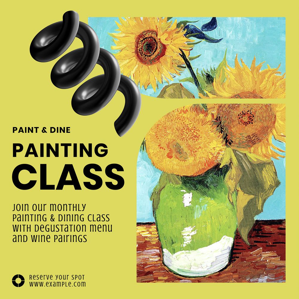 Painting class Instagram post template, editable design