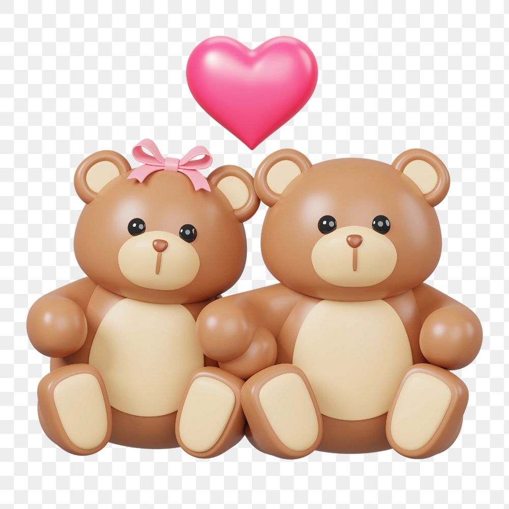 Teddy bears love, 3D Valentine's celebration remix, editable design