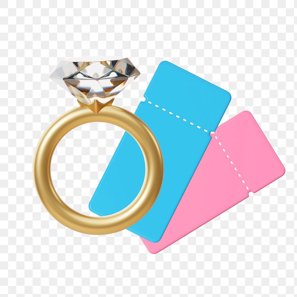 3D diamond ring, movie tickets, wedding remix, editable design