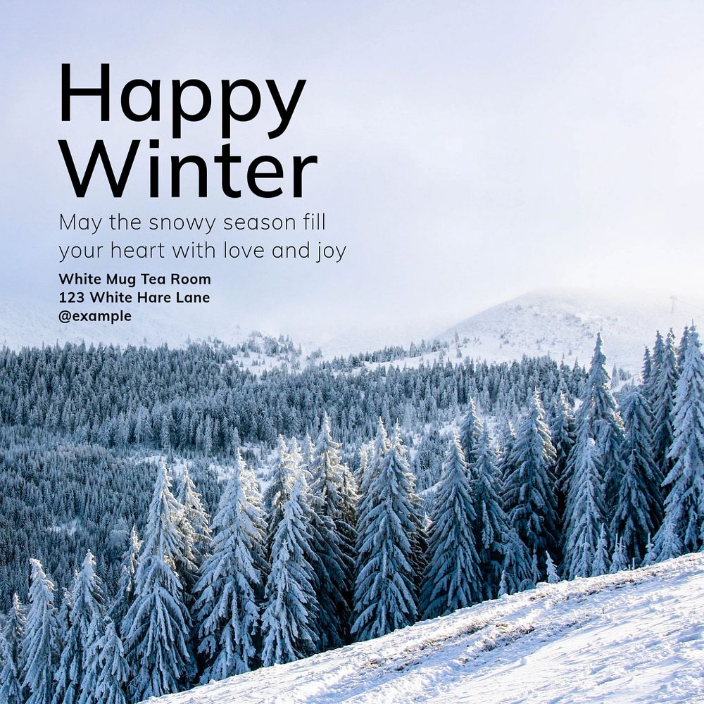 Happy winter Instagram post template, editable text