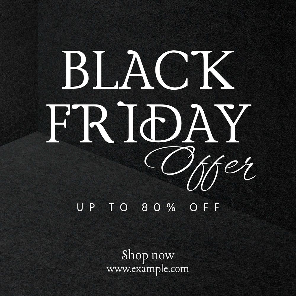 Black Friday sale Instagram post template, editable text