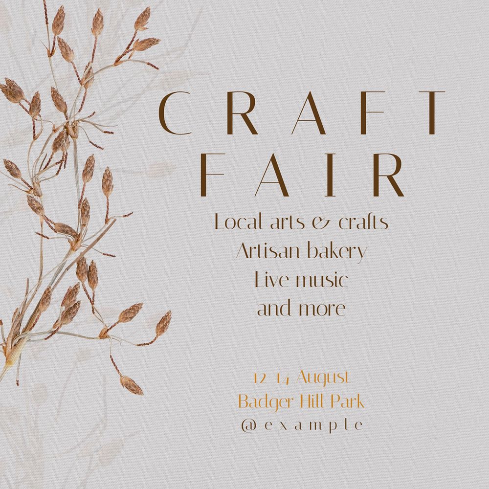 Craft fair Instagram post template, editable text