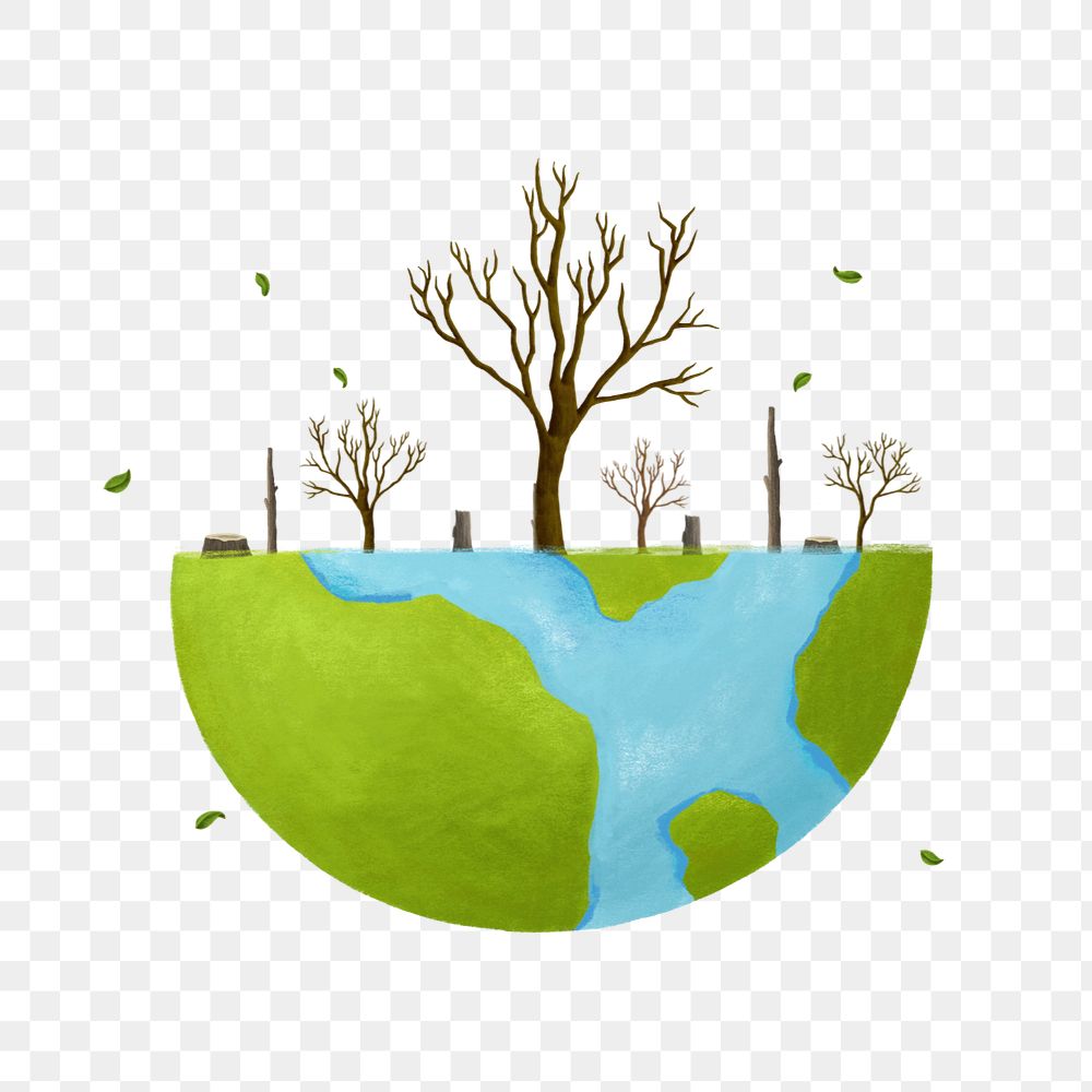 Leafless tree globe png, environment illustration, editable design