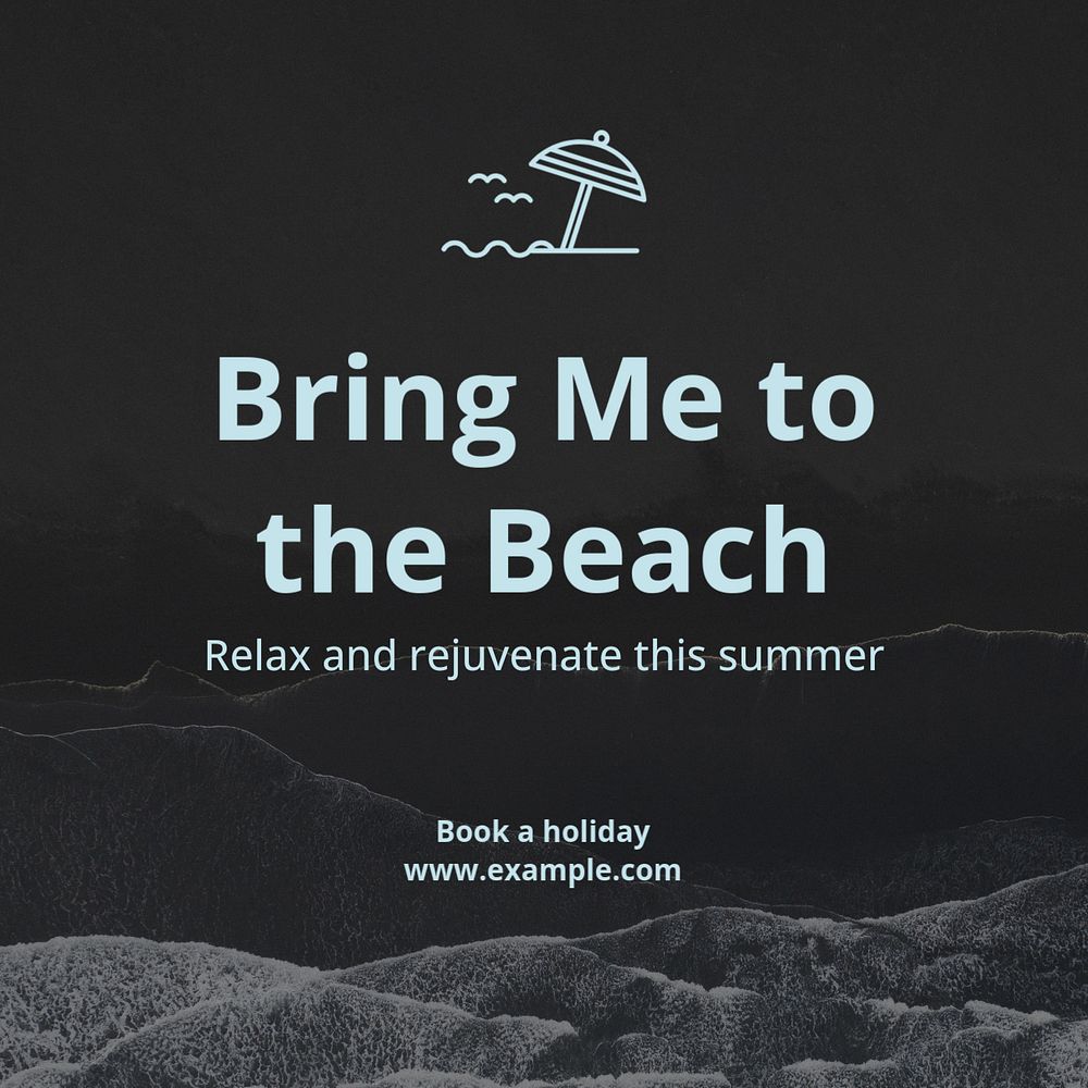 Beach travel Instagram post template, editable text