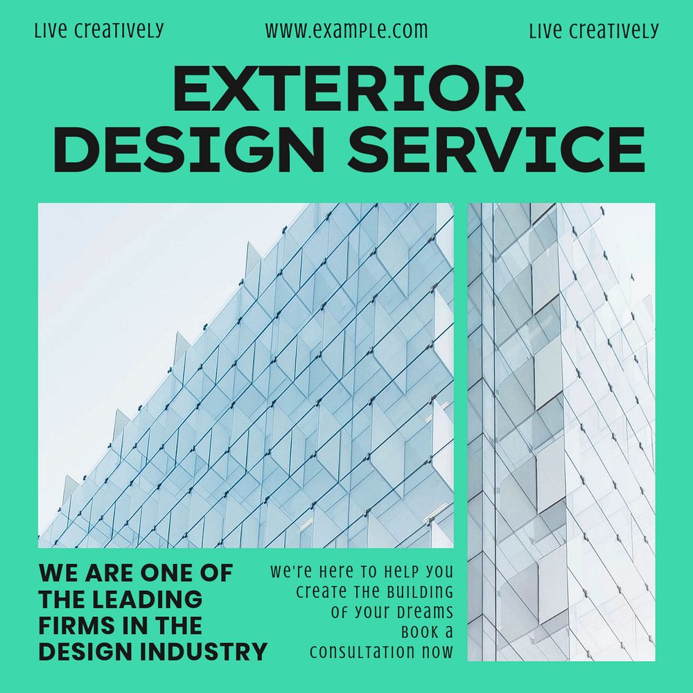 Exterior design service Instagram post template, editable social media design