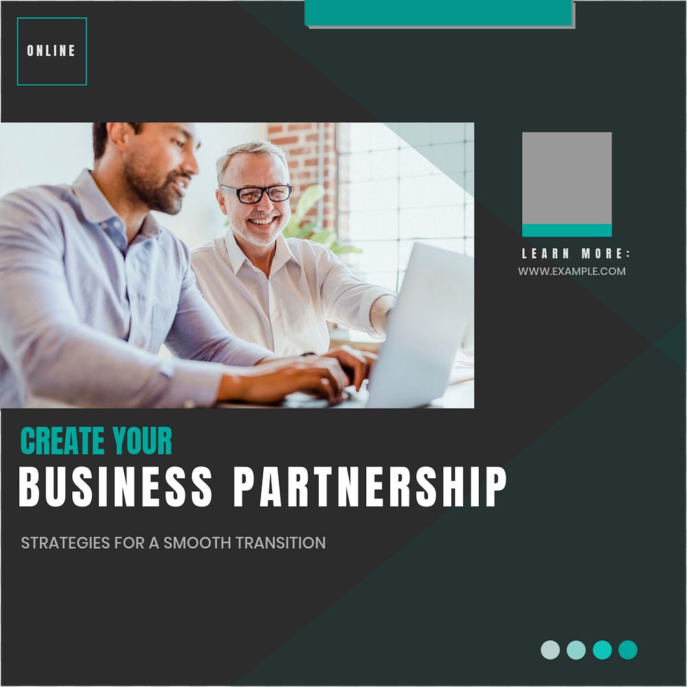 Business partnership Instagram post template, editable design