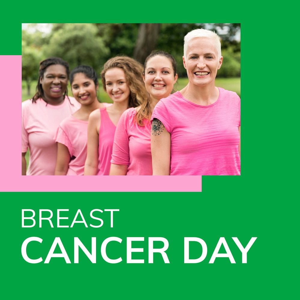 Breast cancer day Instagram post template, editable design