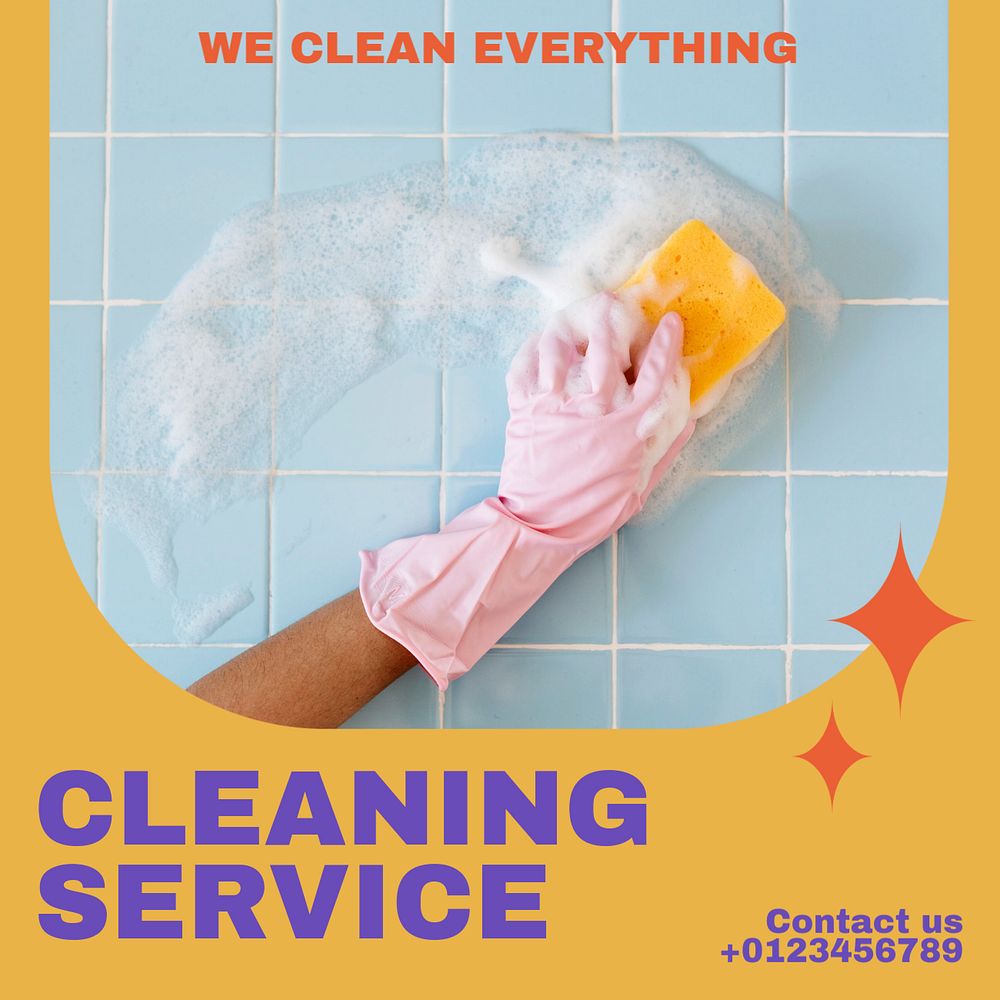 Cleaning service Instagram post template, editable social media design