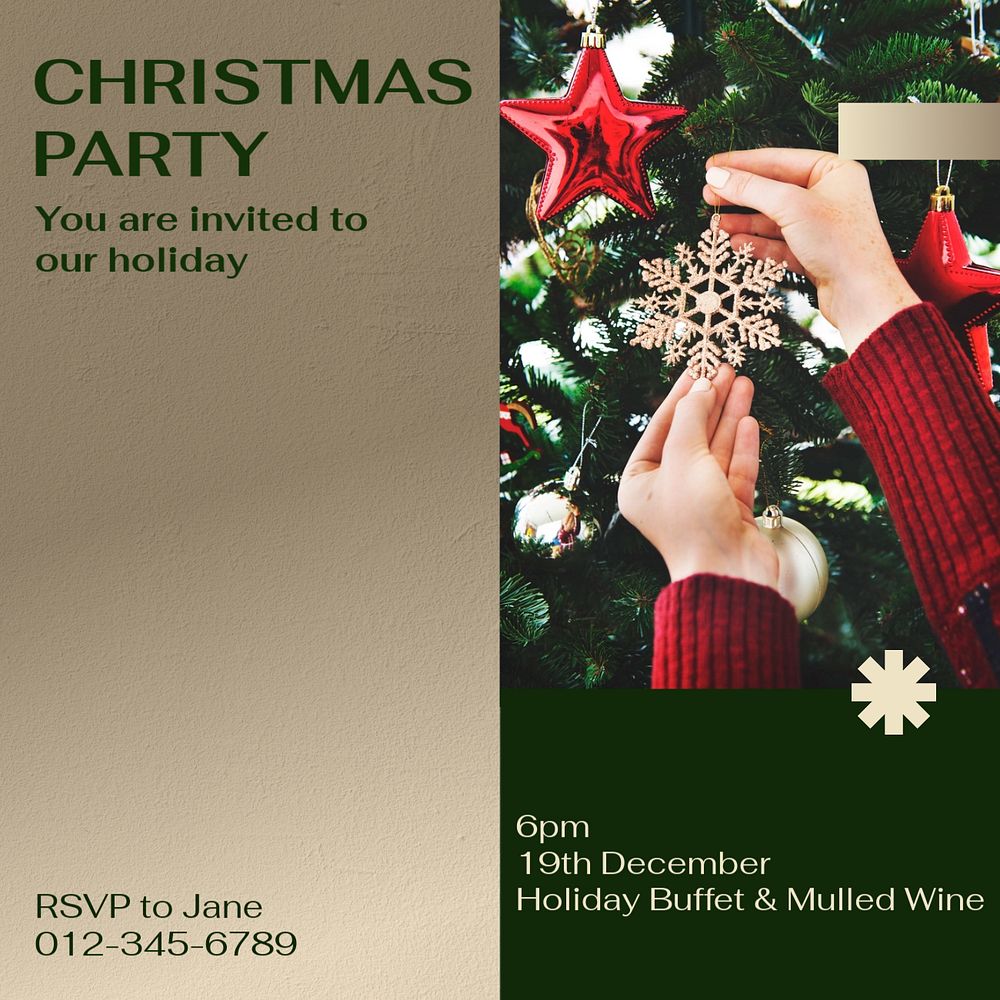 Christmas party Instagram post template, editable social media design