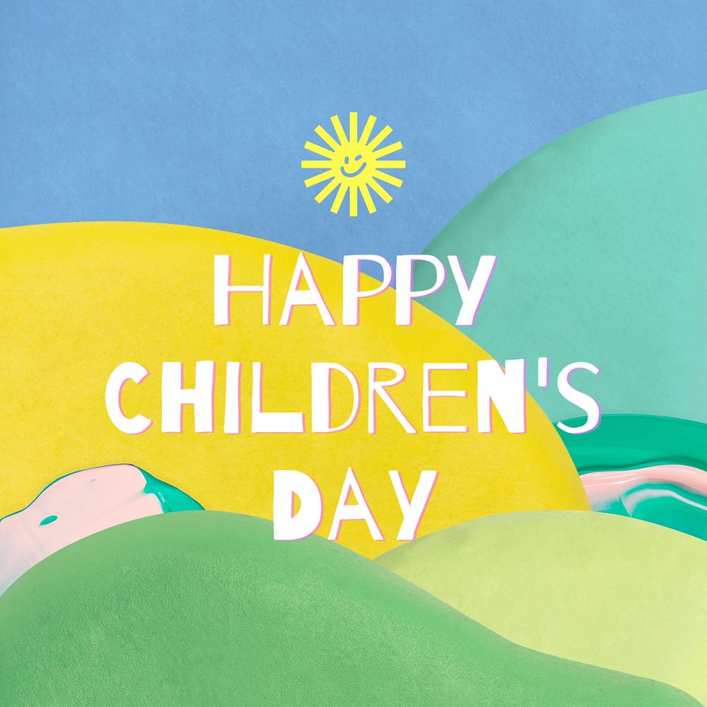 Happy children's day Instagram post template, editable text