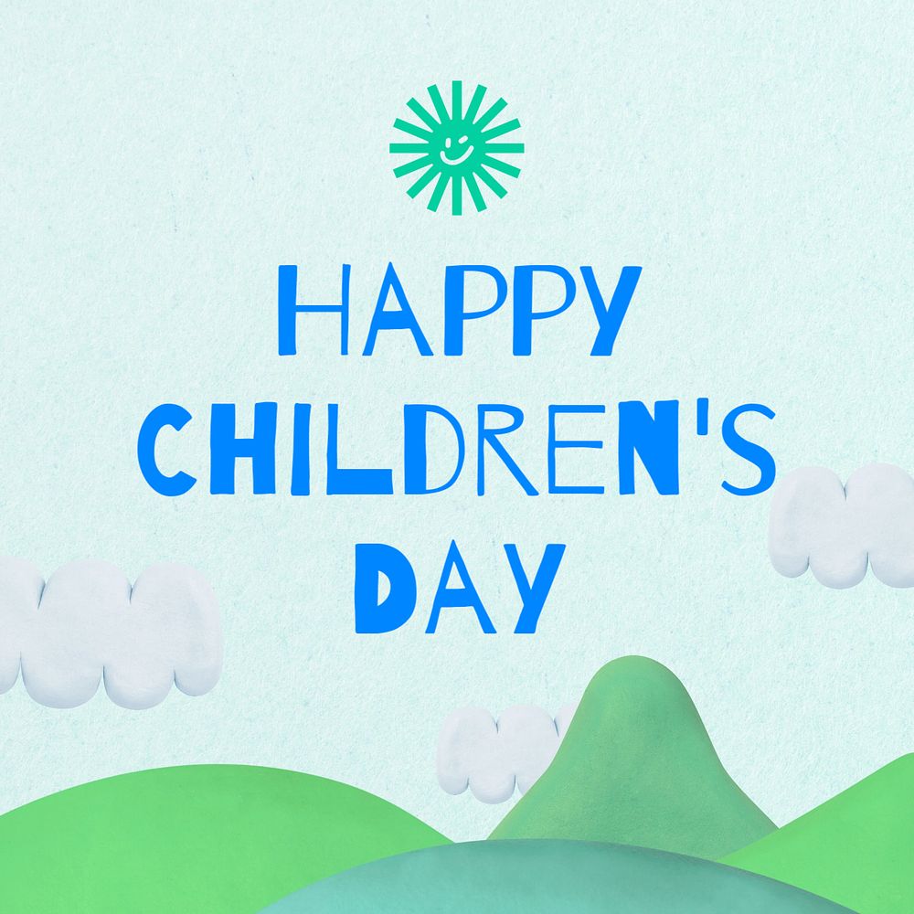 Happy children's day Instagram post template, editable text