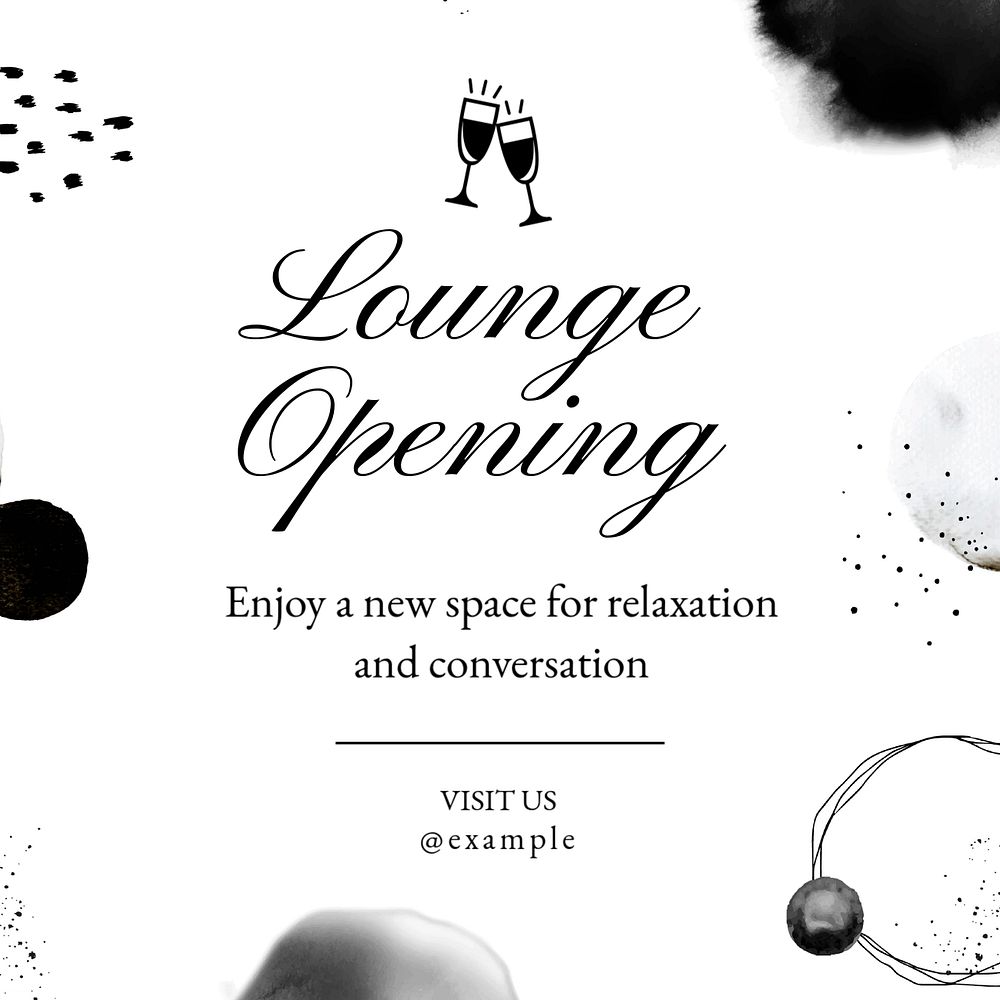 Lounge opening, editable template for social media post