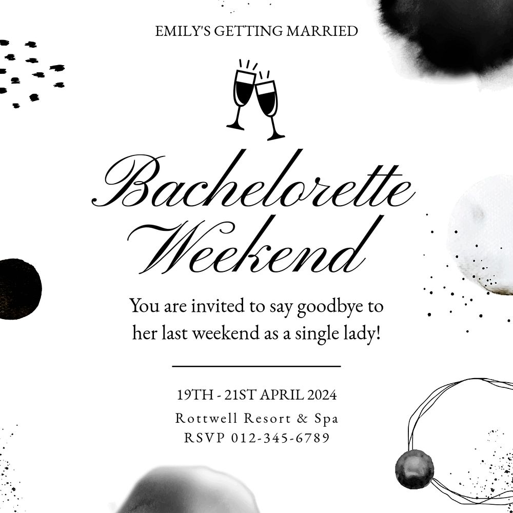 Bachelorette weekend, editable template for social media post