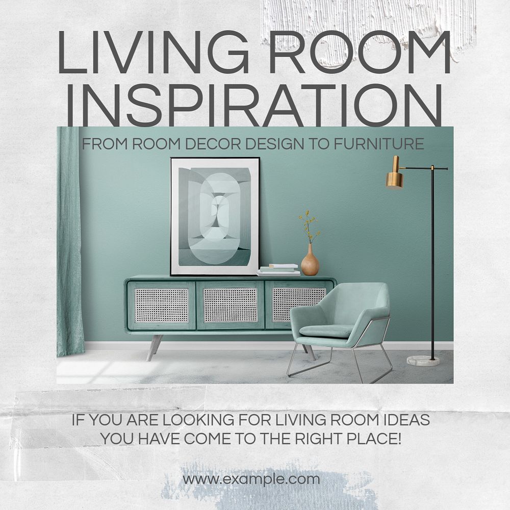 Living room inspiration Facebook post template, editable design