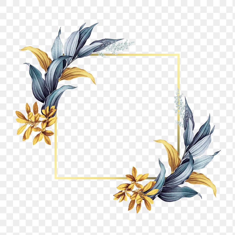 Square gold frame, editable leaf design